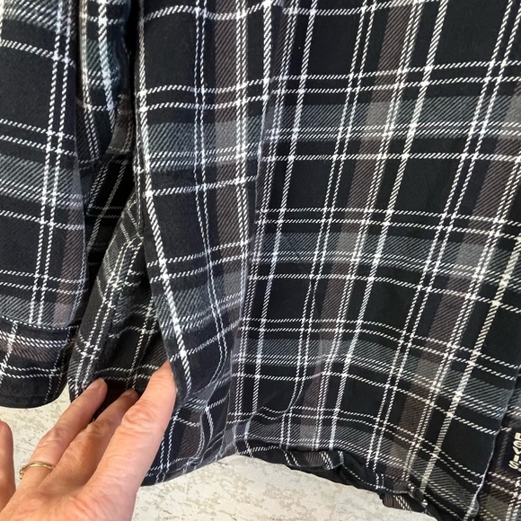 Vintage Levi Plaid Flannel Shacket Shirt Jacket Large Quilted Grunge Button Down - Picture 12 of 16